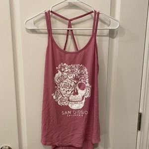NWOT rose colored San Diego skull tank top